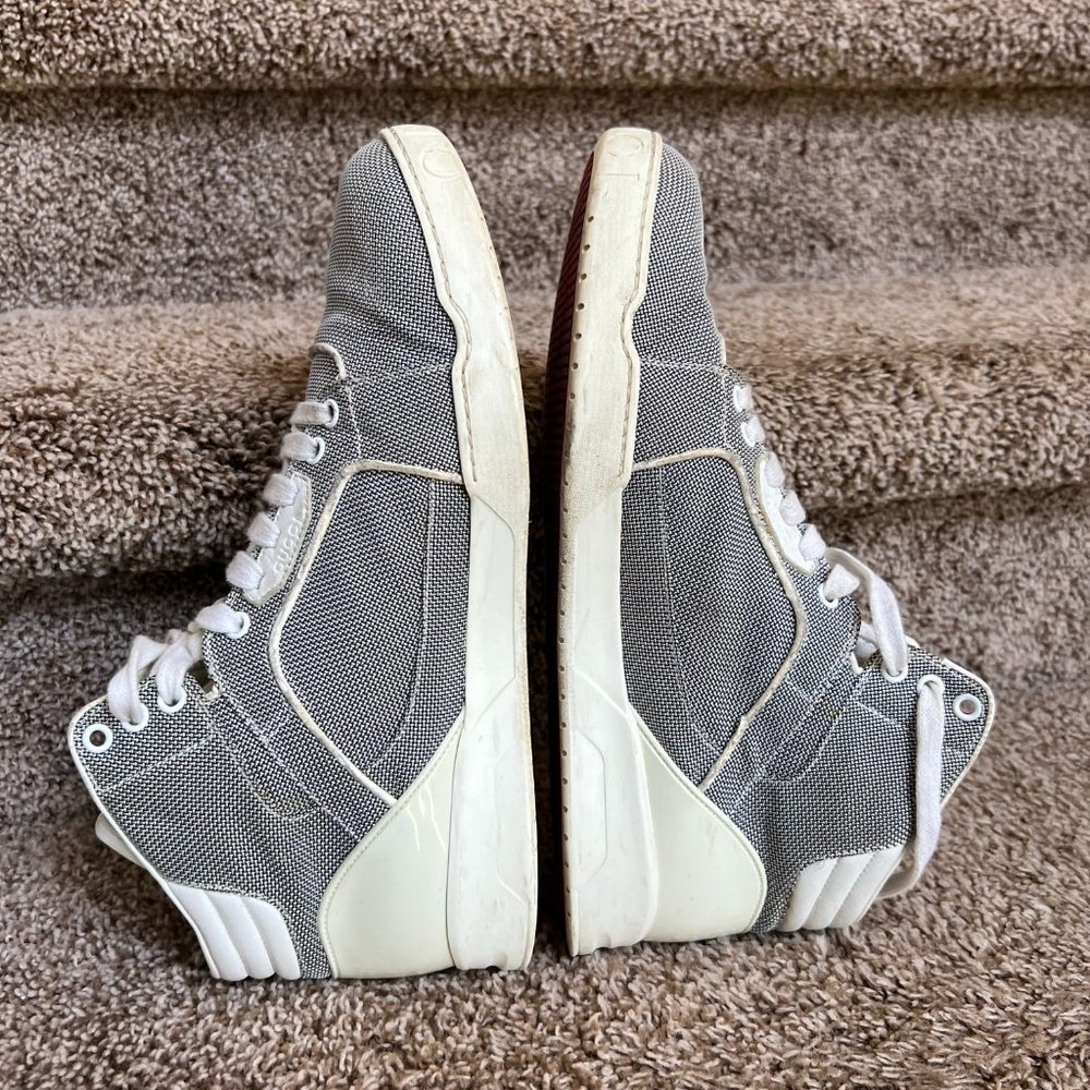 Gucci Men's Rebound Interlocking GG Mid High-Top Grey Sneakers - Picture 9 of 14